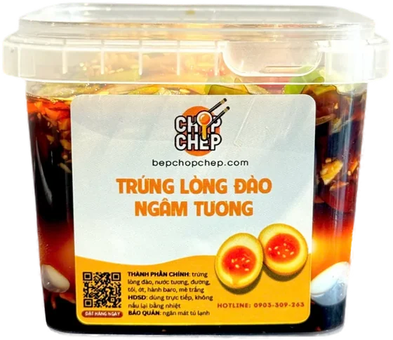 Trứng lòng đào ngâm tương